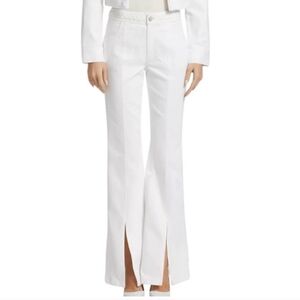 Cinq a Sept Shanis Split Hem High Waist Flare White Denim Pant Size 10 NWT